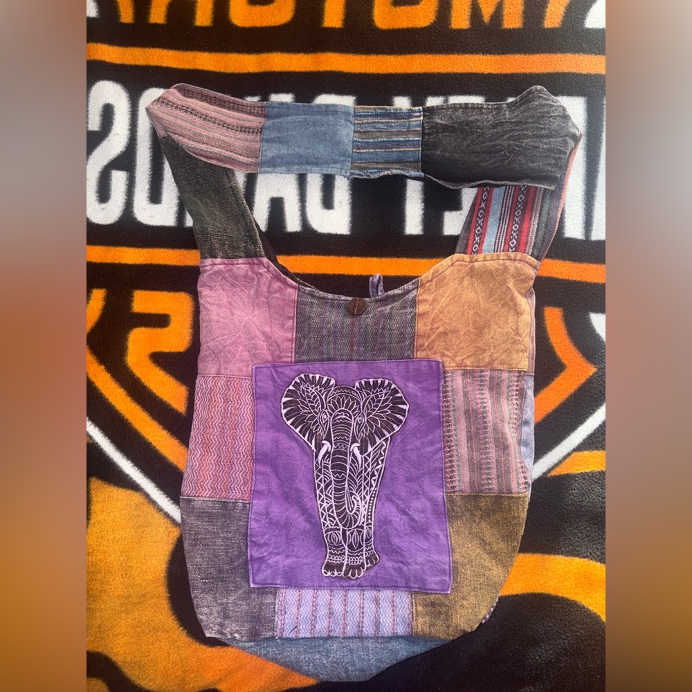 Boho Patchwork Elephant Shoulder Bag Vintage By K… - image 1